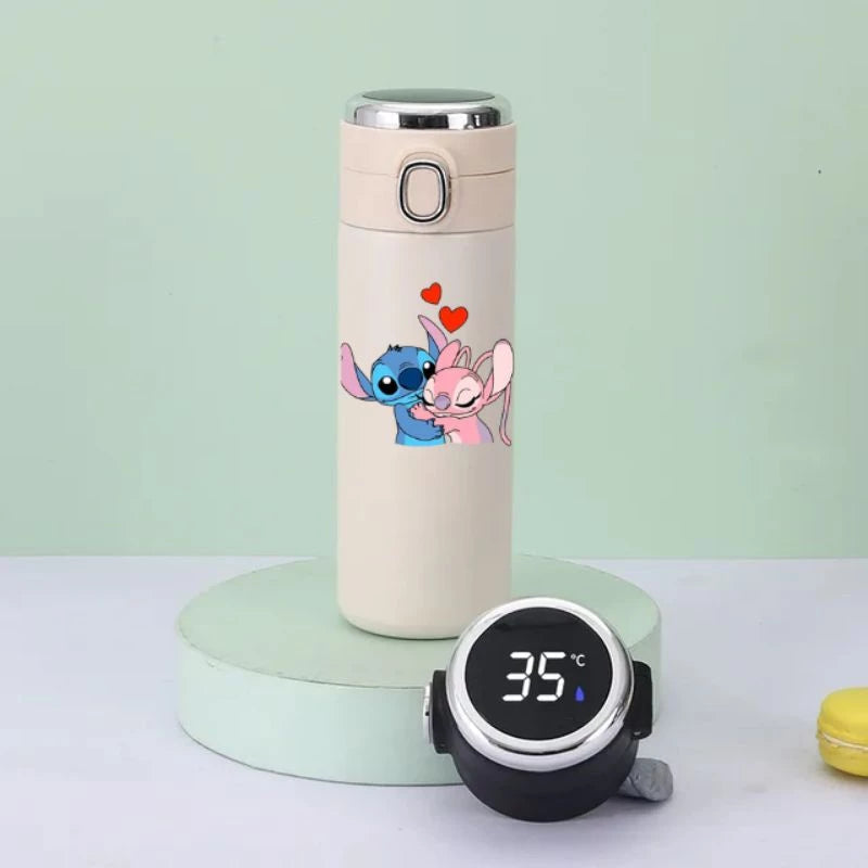 Garrafa Térmica Stitch e Angel – Mantenha Suas Bebidas na Temperatura Perfeita com Muita Fofura! 💙💜