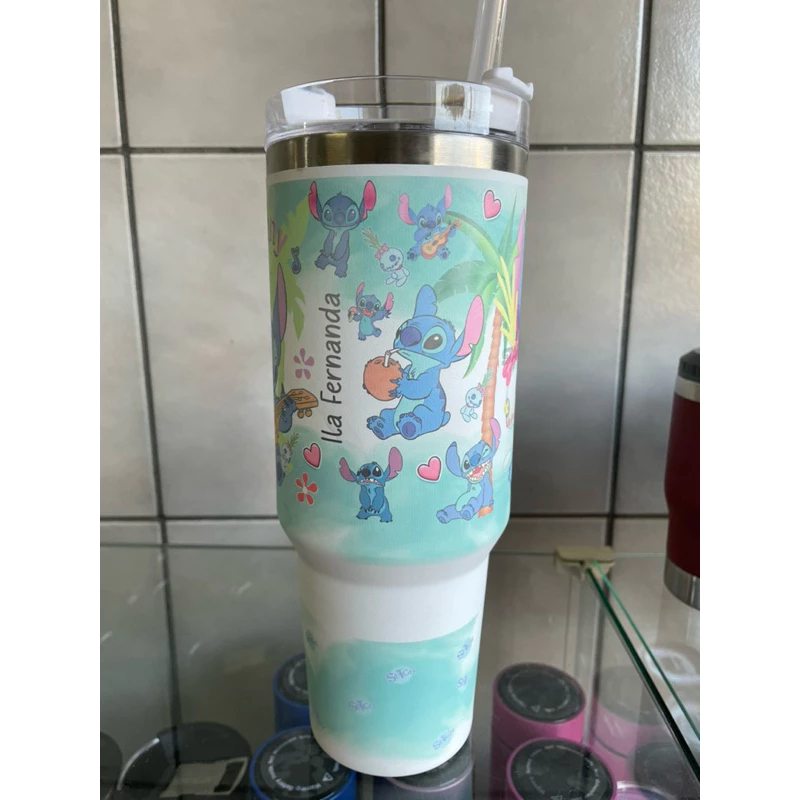 Copo Térmico Stitch Personalizável 🥤✨ - 1200ml de Estilo e Praticidade! 💙