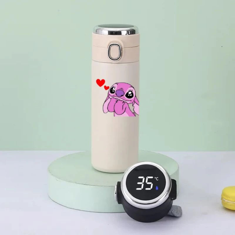 Garrafa Térmica Stitch e Angel – Mantenha Suas Bebidas na Temperatura Perfeita com Muita Fofura! 💙💜