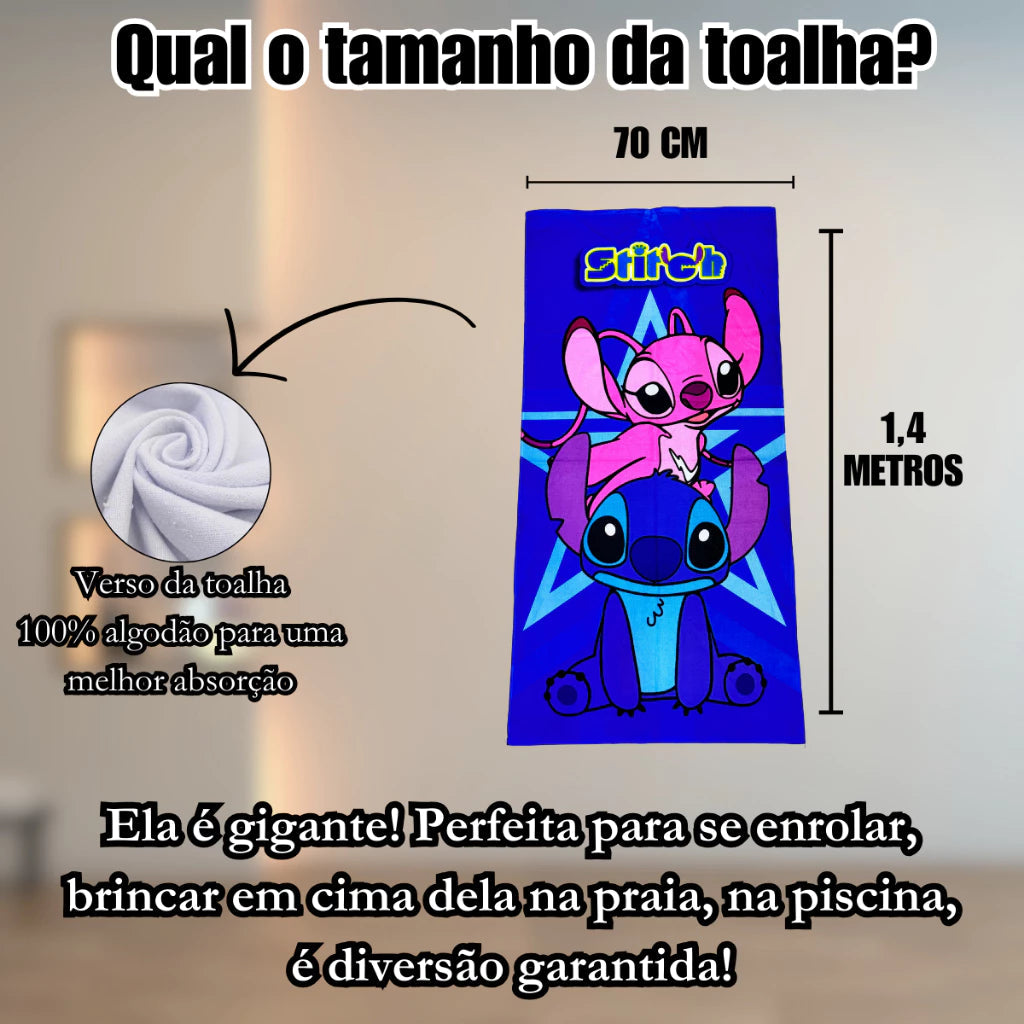 Toalha de Banho Infantil Stitch: Conforto e Diversão Após o Banho!