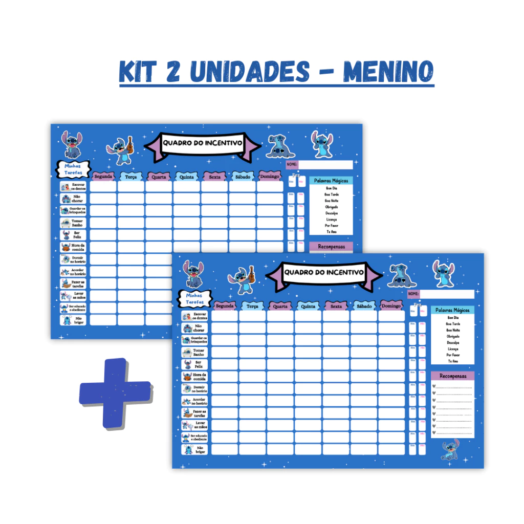 Quadro do Incentivo Stitch – Organização e Diversão para as Crianças! 💙