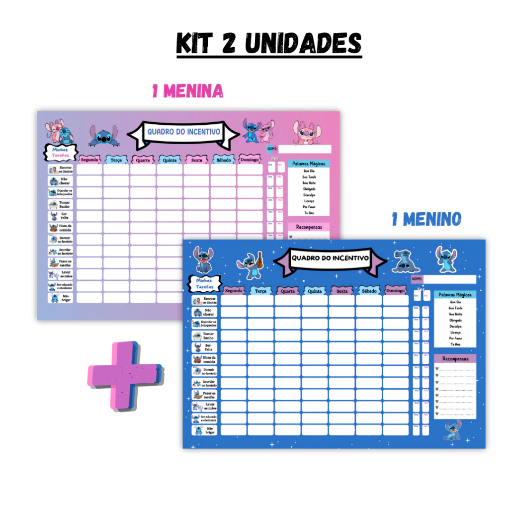 Quadro do Incentivo Stitch – Organização e Diversão para as Crianças! 💙