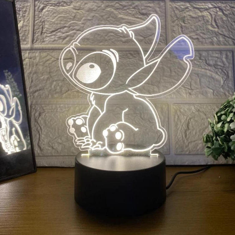 Luminária 3D LED Stitch: Ilumine Seu Espaço com Estilo e Magia!