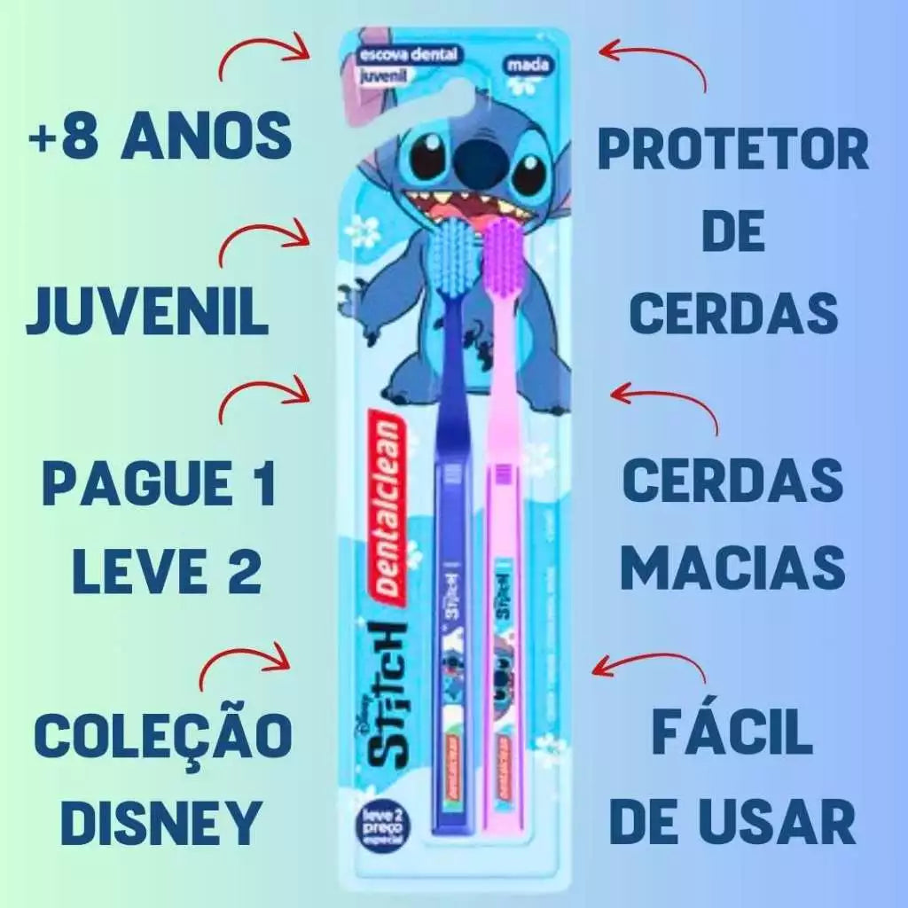 Kit de Escovas de Dente Stitch – Cuide do Seu Sorriso com Estilo! 💙🦷