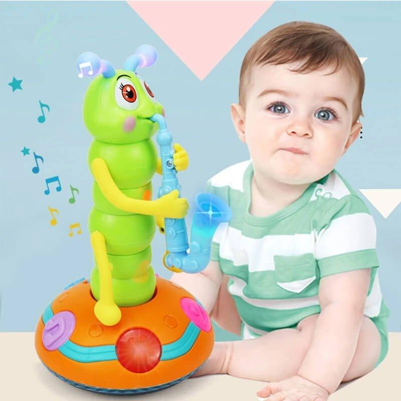 Lagarta Dançante Musical com Luz e Sensor – Estimula o Engatinhar do Bebê