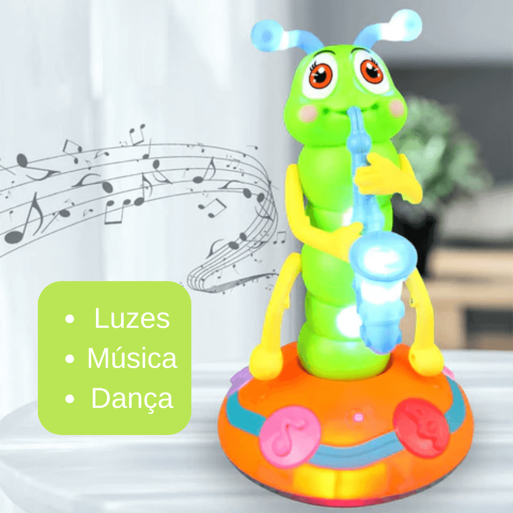 Lagarta Dançante Musical com Luz e Sensor – Estimula o Engatinhar do Bebê