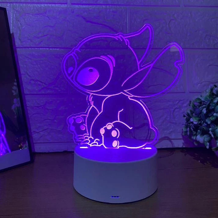 Luminária 3D LED Stitch: Ilumine Seu Espaço com Estilo e Magia!
