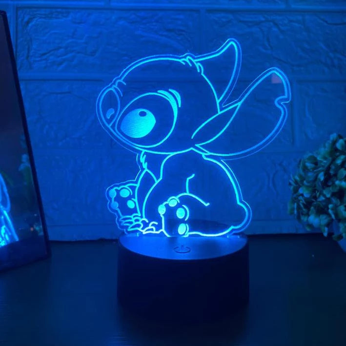 Luminária 3D LED Stitch: Ilumine Seu Espaço com Estilo e Magia!
