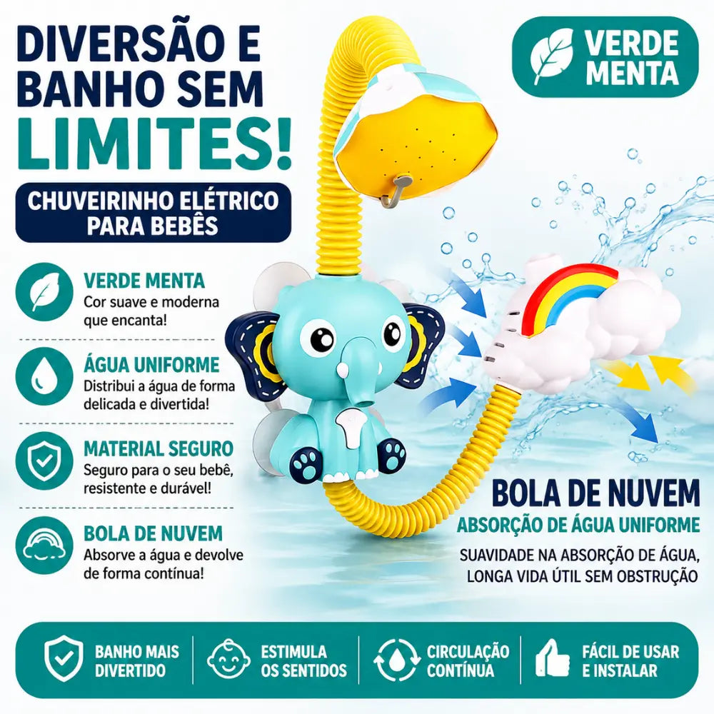 Chuveirinho elétrico AquaElefante com ducha de água para banho infantil
