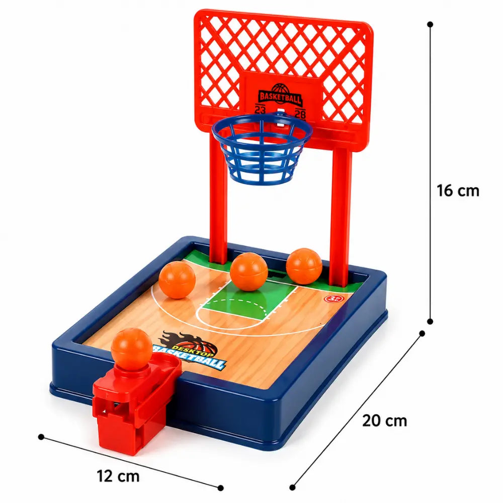Basquete de mesa infantil com medidas de 12 por 20 por 16 centímetros
