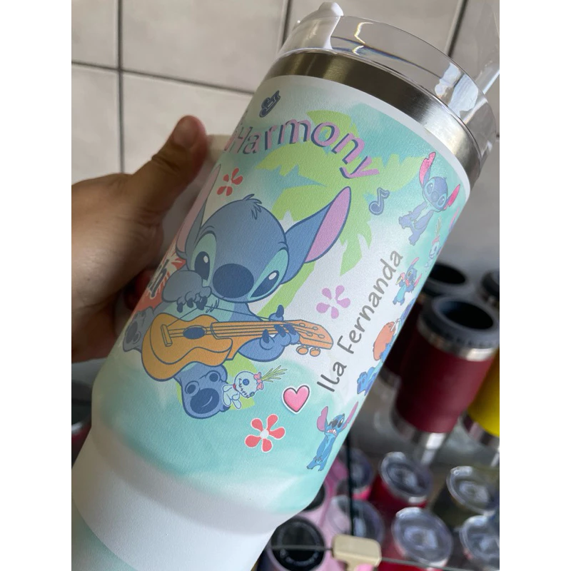 Copo Térmico Stitch Personalizável 🥤✨ - 1200ml de Estilo e Praticidade! 💙
