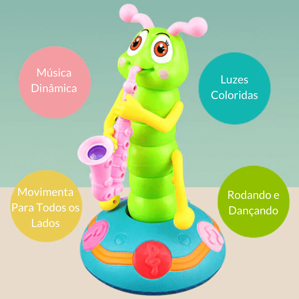 Lagarta Dançante Musical com Luz e Sensor – Estimula o Engatinhar do Bebê