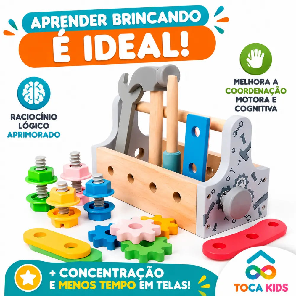 Brinquedo Montessori de ferramentas para raciocínio, coordenação e concentração