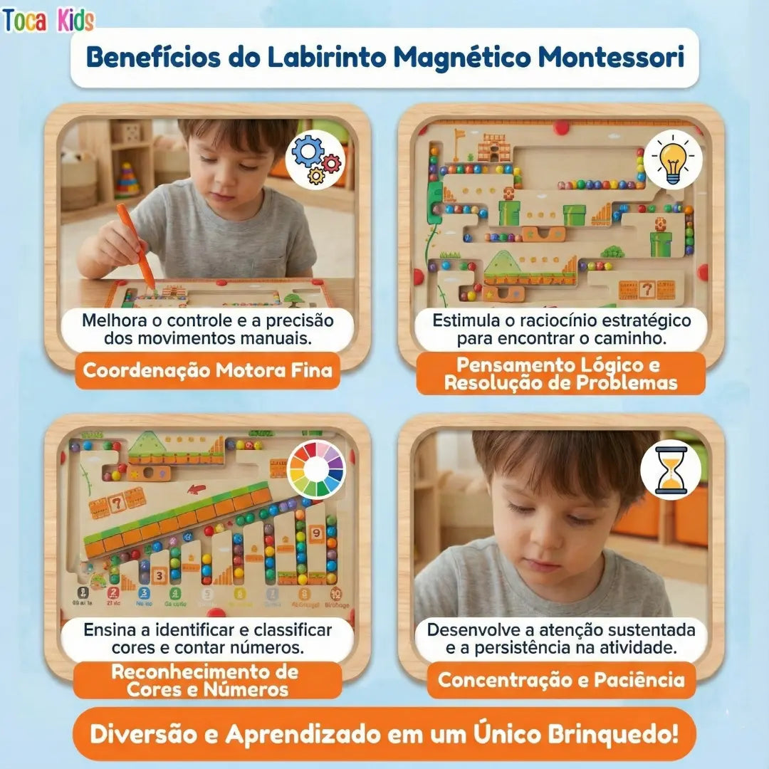 Labirinto Magnético Montessori | Raciocínio & Coordenação – Toca Kids