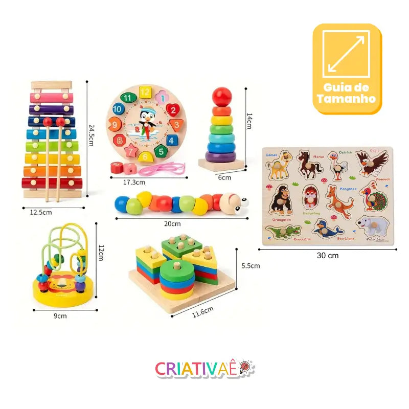 KIT Diversa Kids com 7 Brinquedos Educacionais Montessori