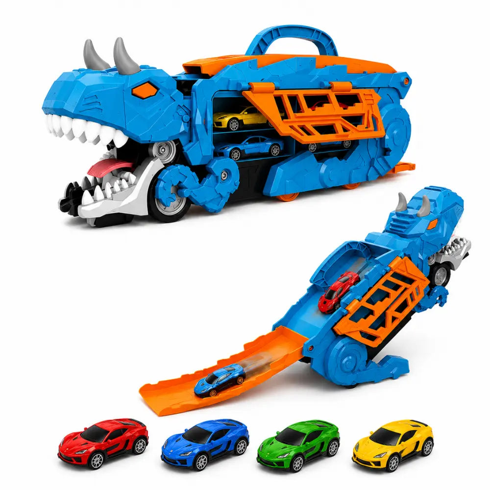 Dino Truck 2 em 1 com pista de dinossauro e carrinhos