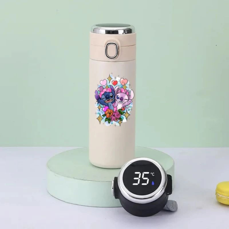 Garrafa Térmica Stitch e Angel – Mantenha Suas Bebidas na Temperatura Perfeita com Muita Fofura! 💙💜