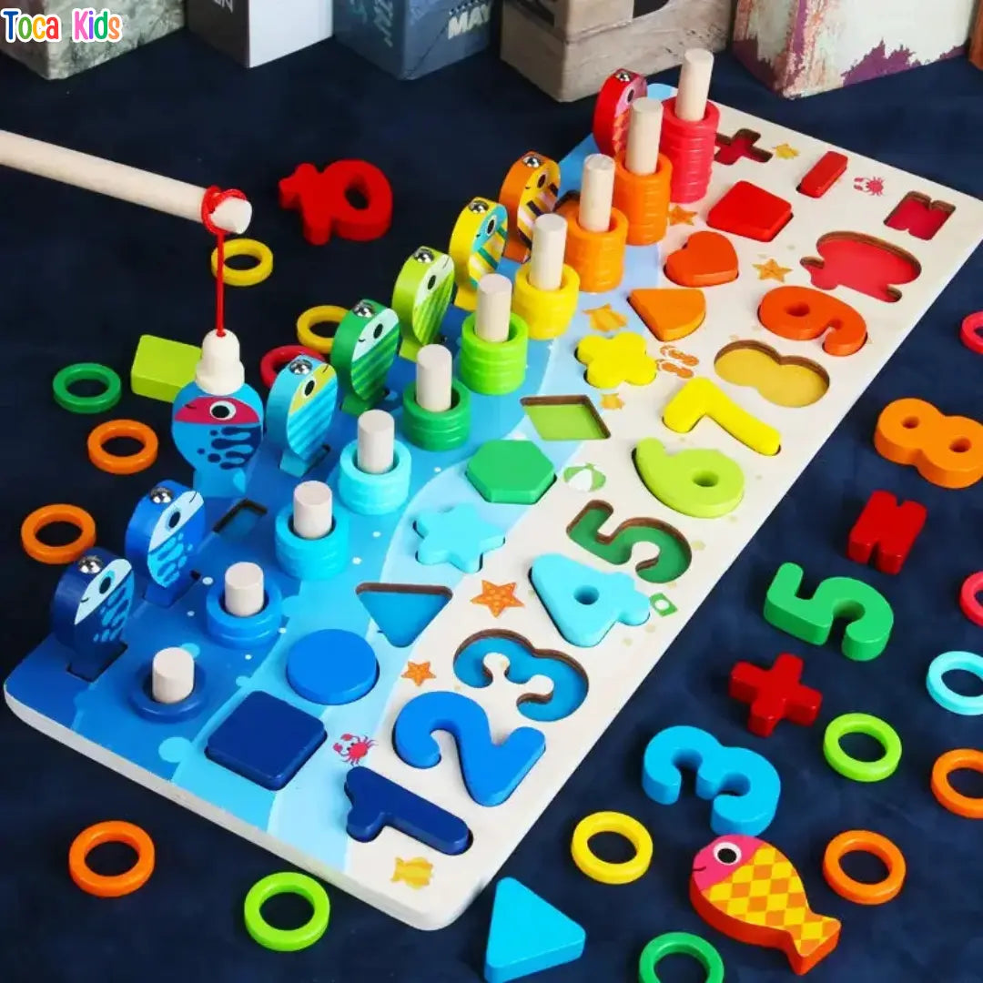Kit Montessori Madeira – Pescaria, Números e Formas Educativo Infantil