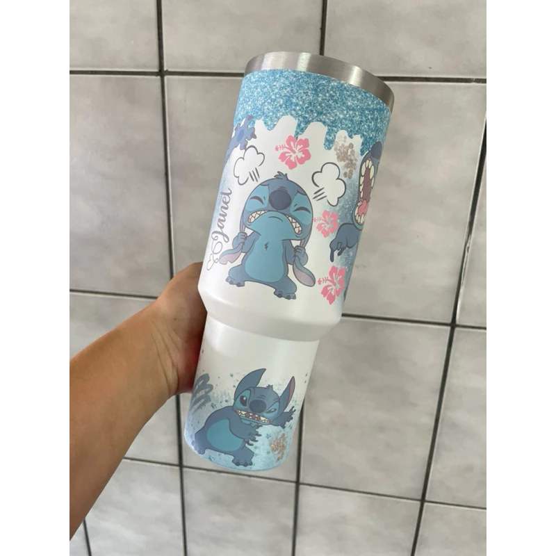 Copo Térmico Stitch Personalizável 🥤✨ - 1200ml de Estilo e Praticidade! 💙