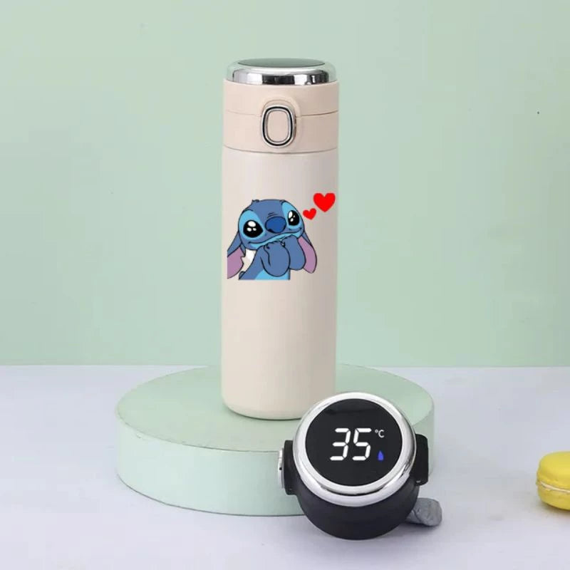 Garrafa Térmica Stitch e Angel – Mantenha Suas Bebidas na Temperatura Perfeita com Muita Fofura! 💙💜