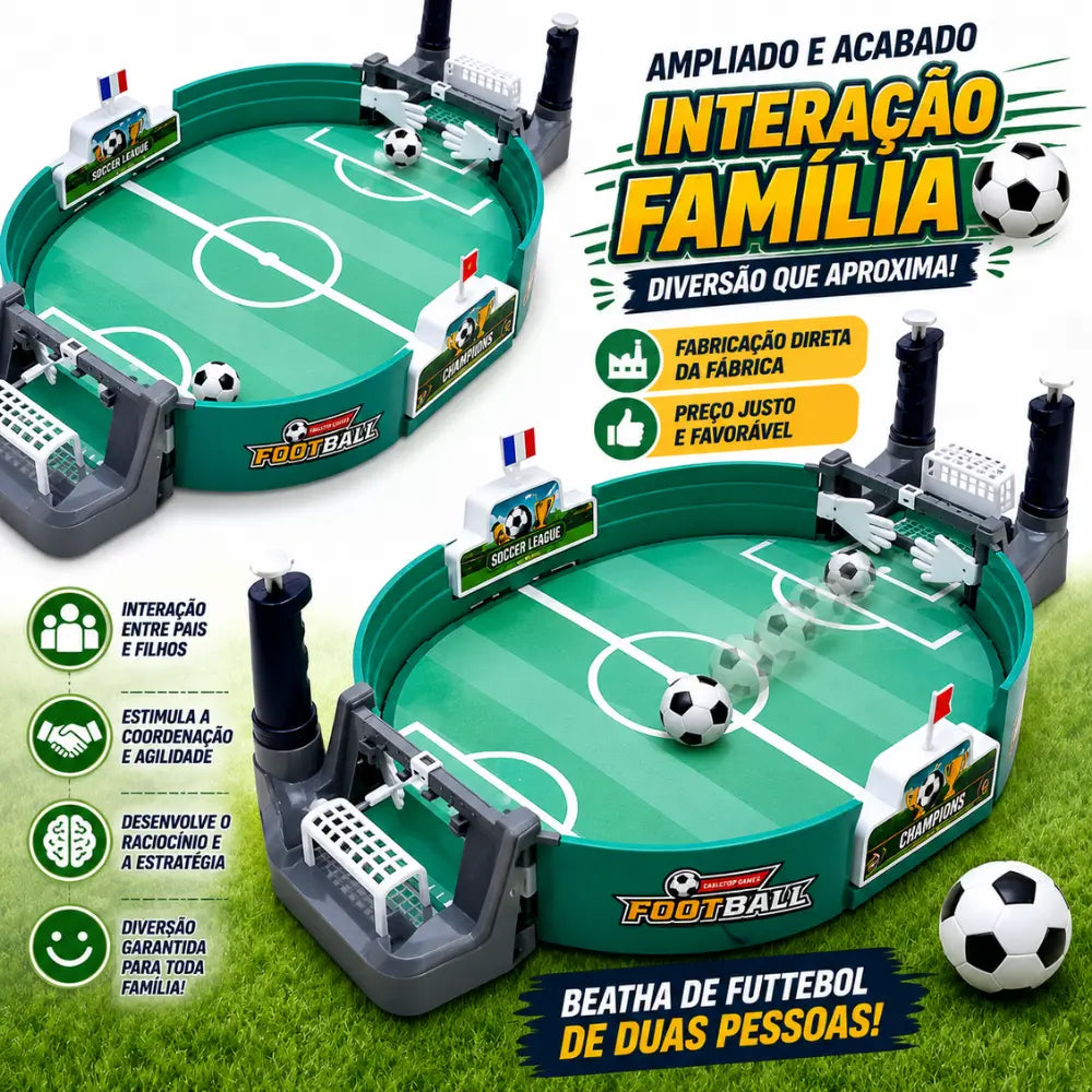 Futebol de mesa para interação e diversão entre pais e filhos