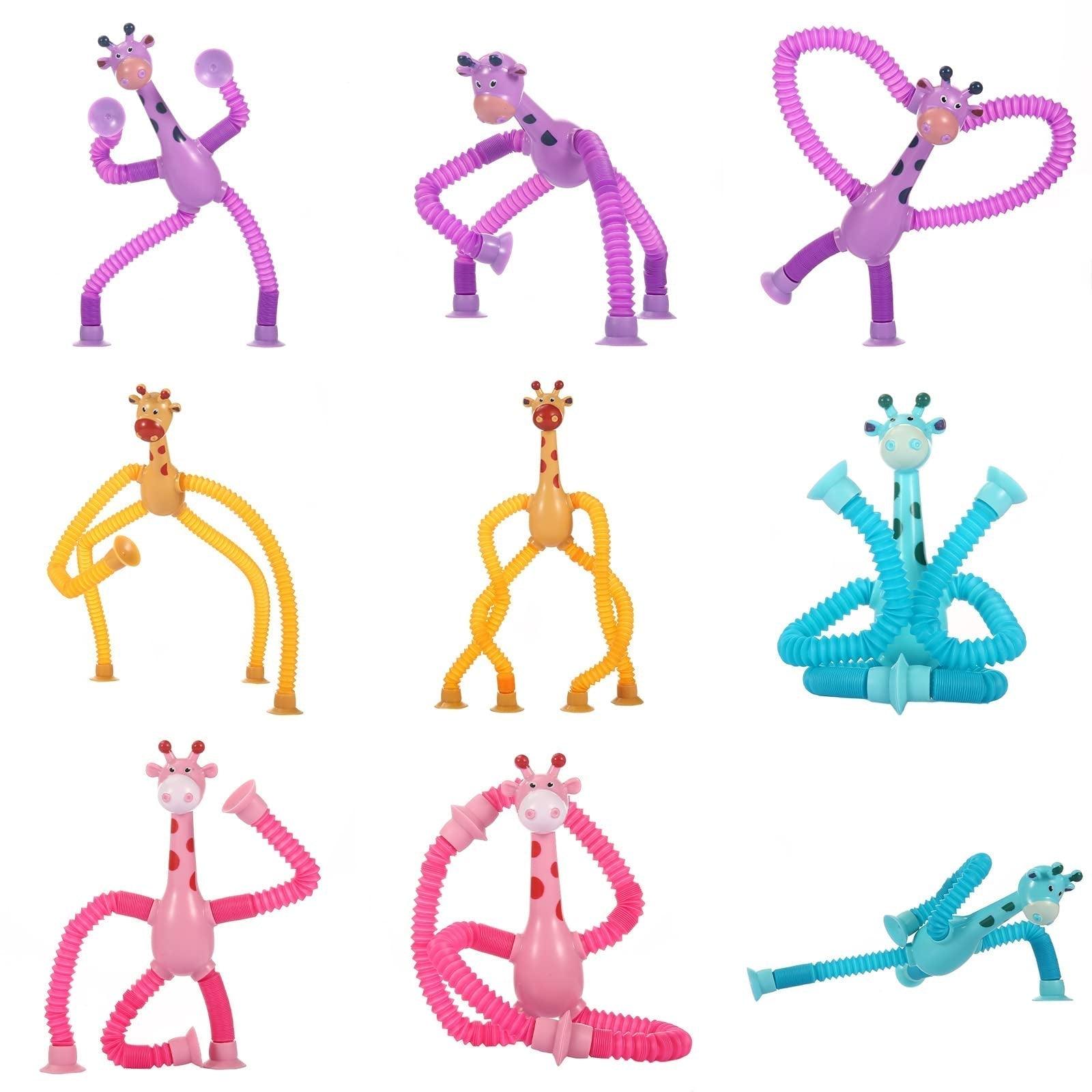 Kit 4 Girafas Telescópicas Pop Tube com Ventosa – Brinquedo Sensorial Fidget