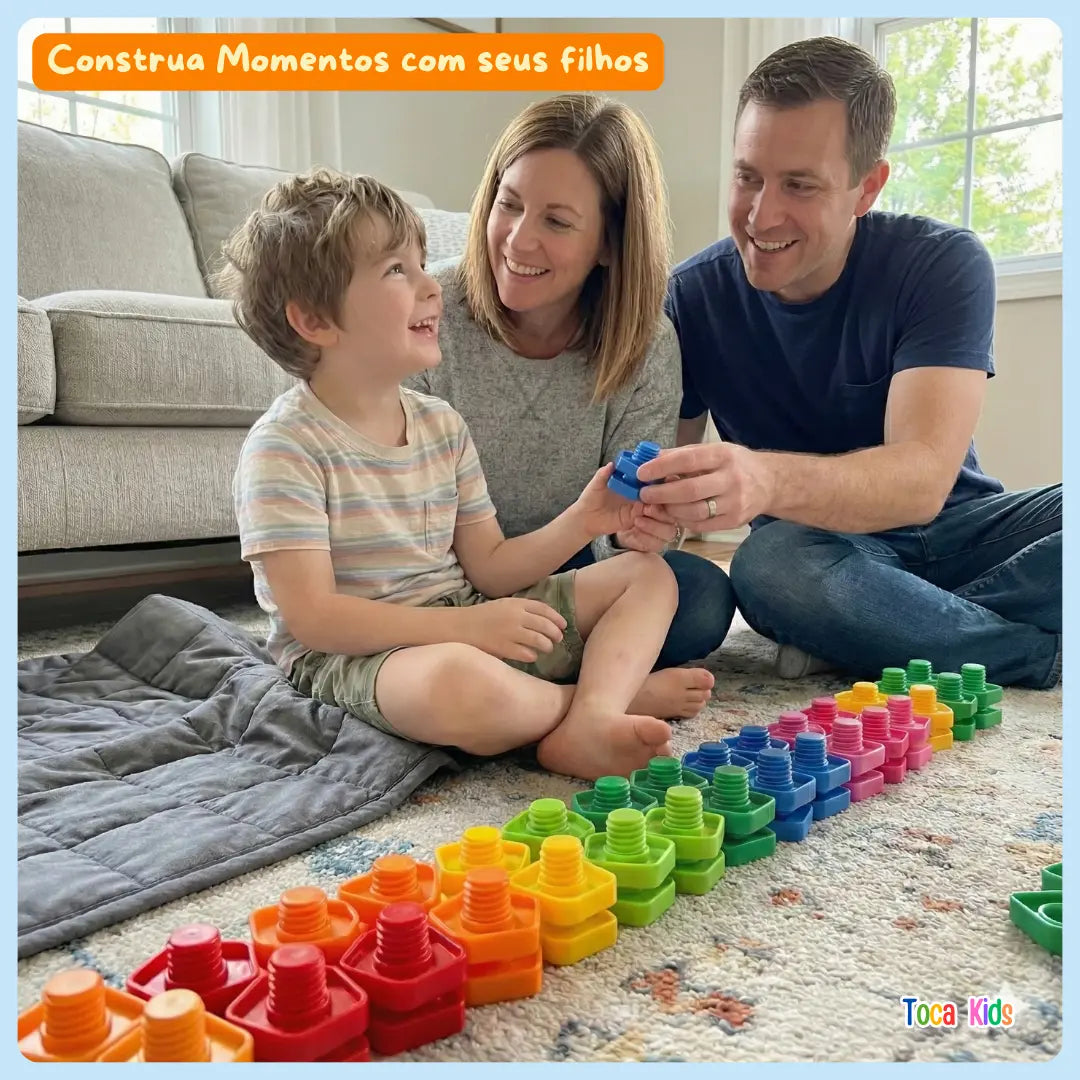 Kit Pedagógico de Encaixar: Parafusos e Porcas Coloridos (20 Peças) | Toca Kids