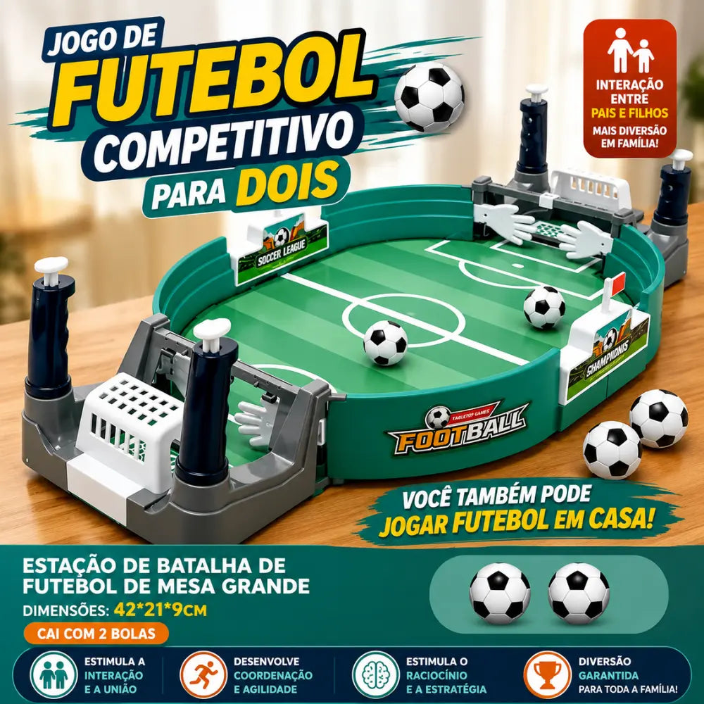 Jogo de futebol de mesa para crianças com dois jogadores e bolas