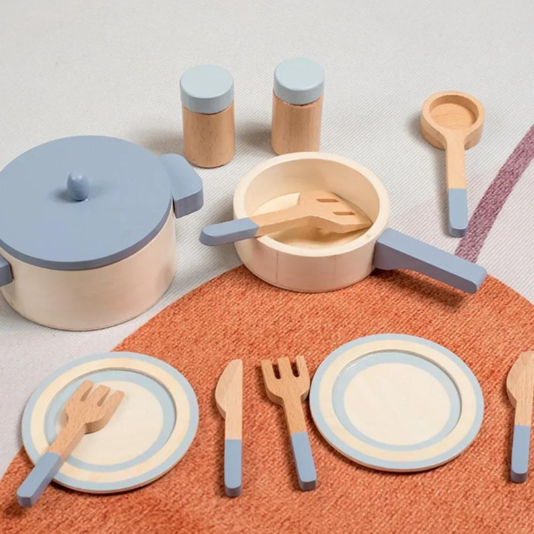 Kit de Cozinha Infantil de Brinquedo em Madeira – Brinquedo Educativo Montessori