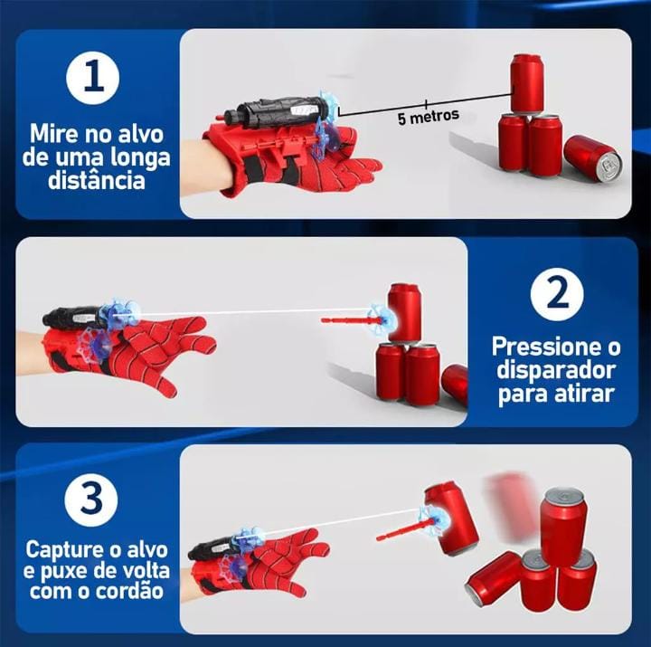Luva Lança-Teia Infantil do Homem-Aranha – Brinquedo Super-Herói para Crianças