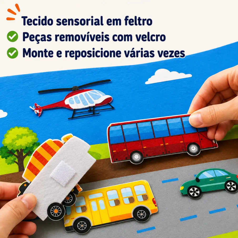 Peças removíveis com velcro do Mural Aprender para montar e reposicionar no feltro