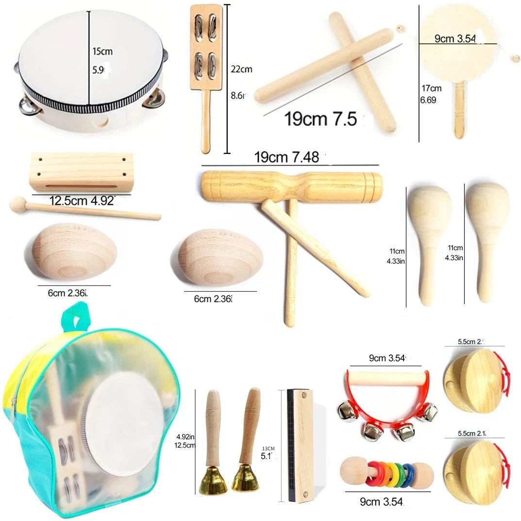 Kit Musical Montessori – Instrumentos de Madeira Educativos para Crianças