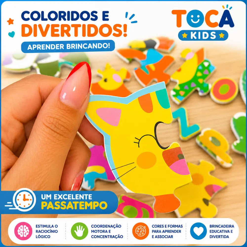 Peça colorida do quebra-cabeça de animais infantil para aprender brincando