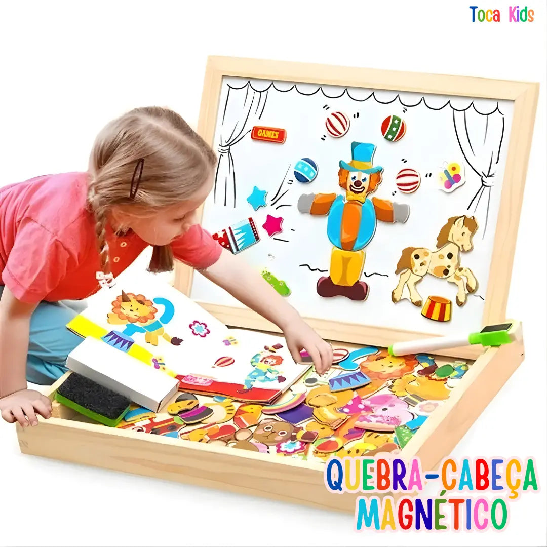 Caixa Quebra Cabeça Magnético Animais