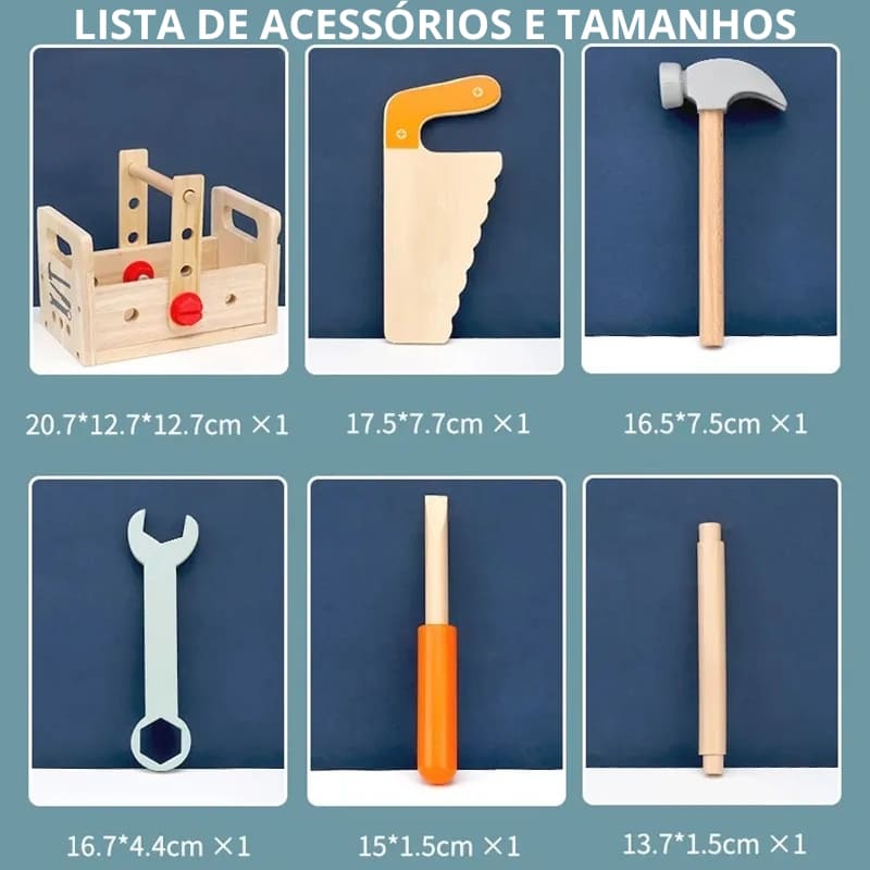 Kit de Ferramentas Infantil Montessori – Brinquedo Educativo de Ferramentas