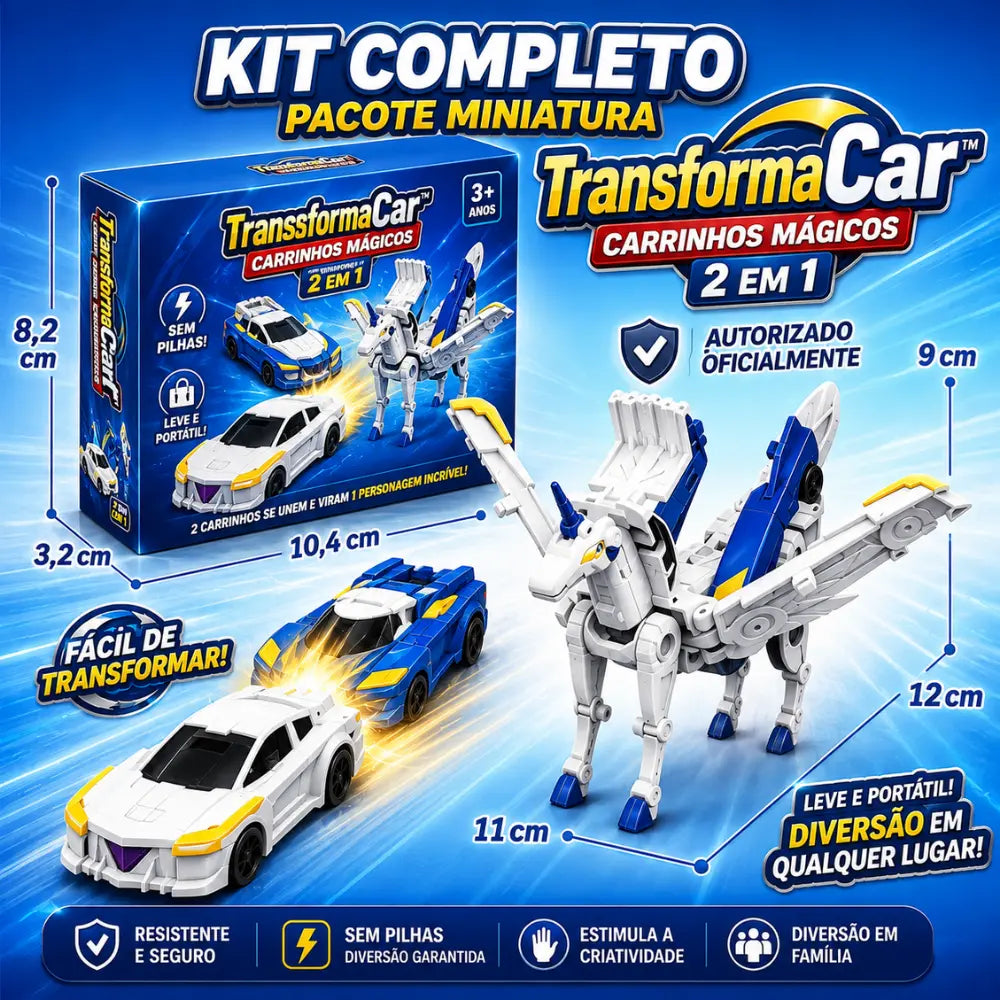 Medidas do TransformaCar com carrinhos e cavalo voador transformável