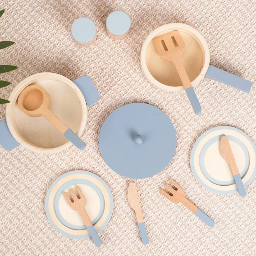 Kit de Cozinha Infantil de Brinquedo em Madeira – Brinquedo Educativo Montessori
