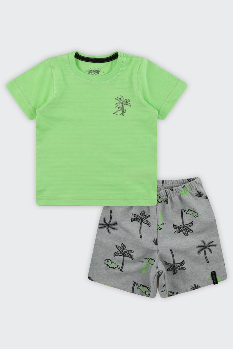 Conjunto Bebê Menino Camiseta e Bermuda Alakazoo Verde