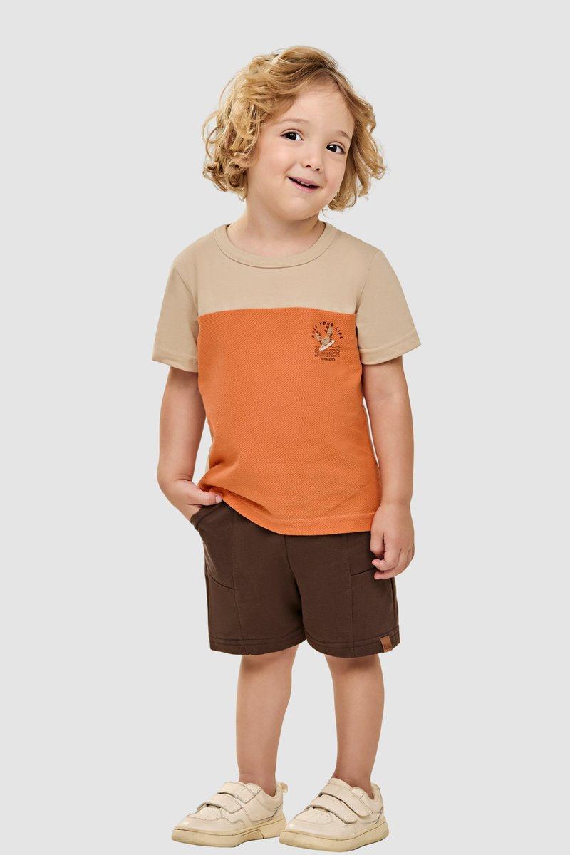 Conjunto Infantil Menino Aventuras de Verão Elian Bege