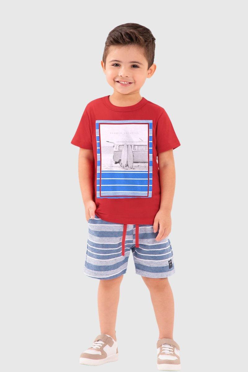 Conjunto Infantil Menino Summer Vacation Boca Grande Vermelho