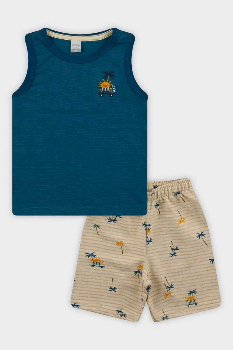Conjunto Regata Infantil Menino Skate Alakazoo Laranja ou Azul