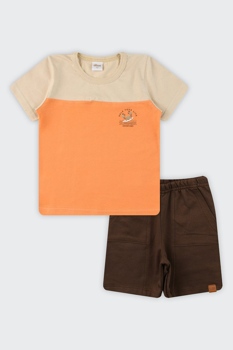 Conjunto Infantil Menino Aventuras de Verão Elian Bege