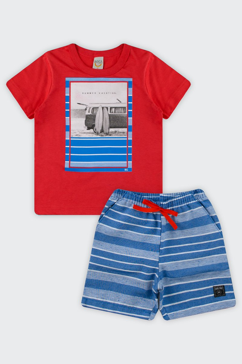 Conjunto Infantil Menino Summer Vacation Boca Grande Vermelho