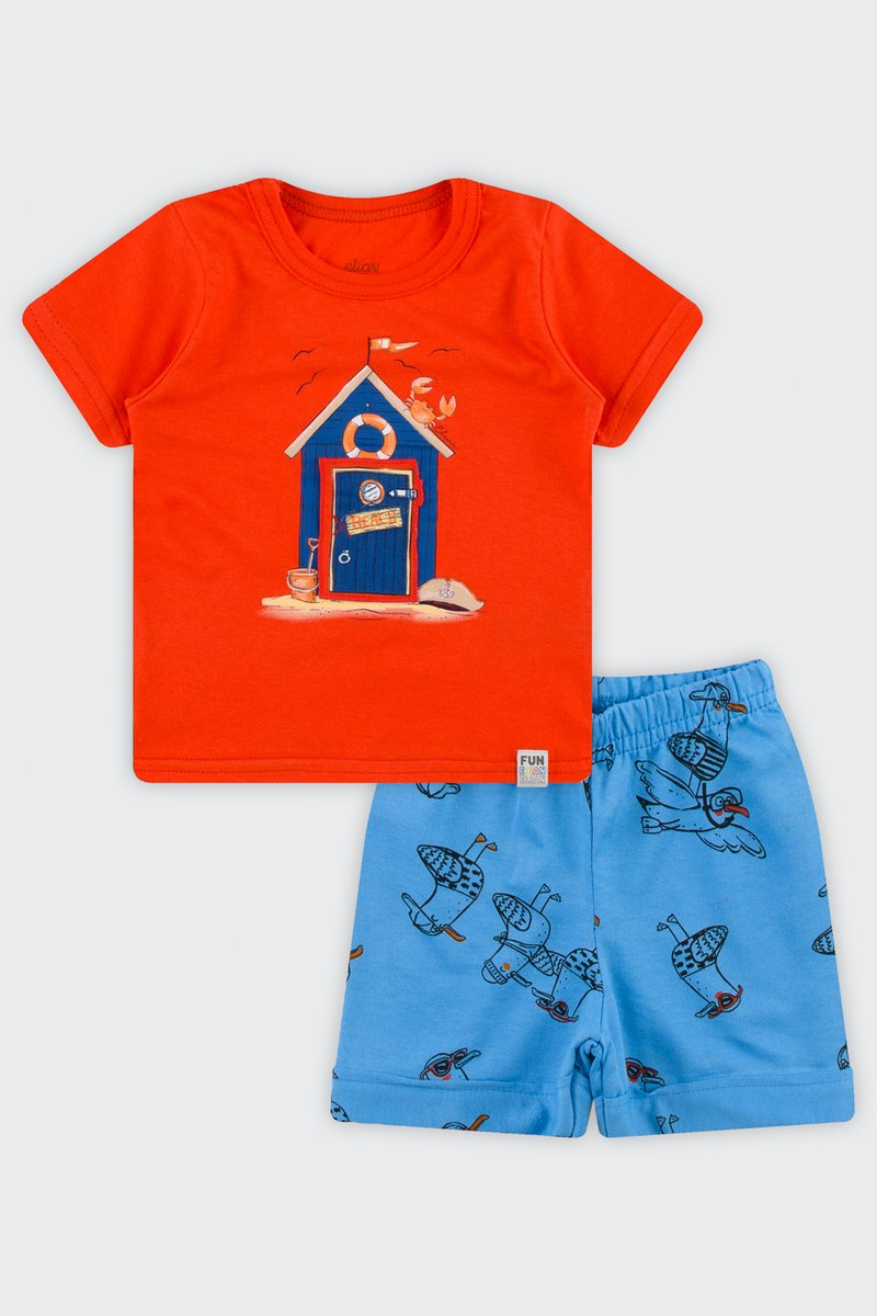 Conjunto Bebê Menino com Aplique Interativo Elian Vermelho