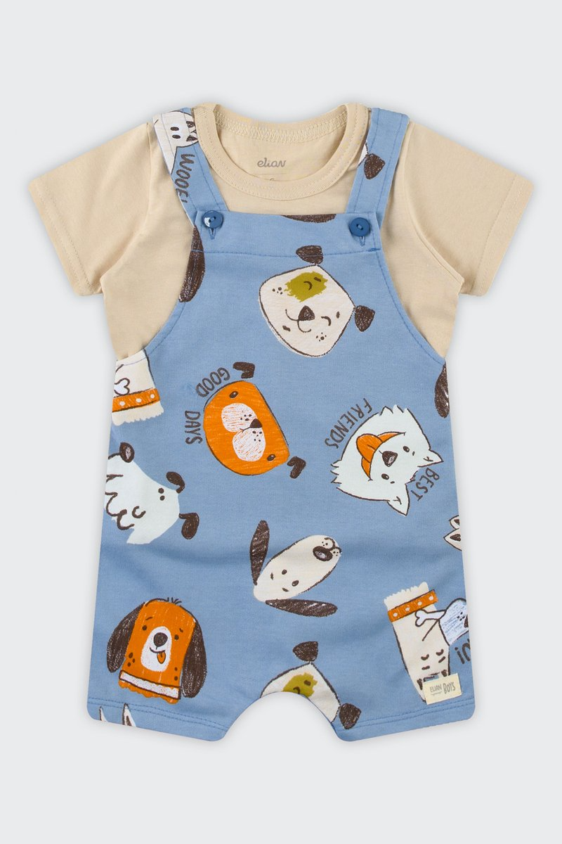 Conjunto Jardineira e Camiseta Bebê Menino Elian Bege