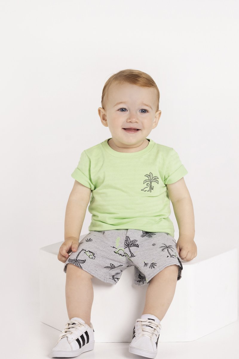 Conjunto Bebê Menino Camiseta e Bermuda Alakazoo Verde