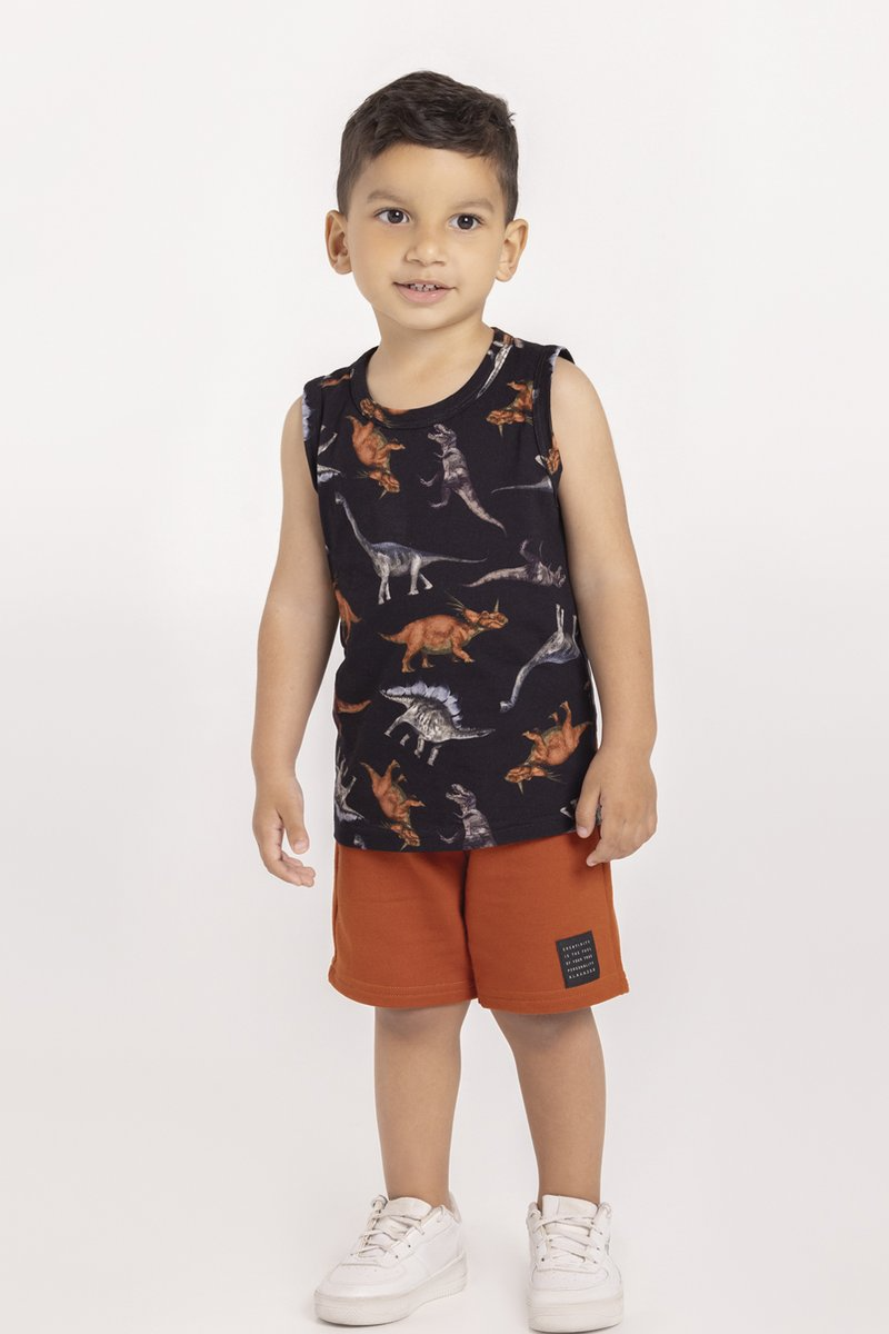 Conjunto Regata Infantil Menino Dinossauros Alakazoo Preto