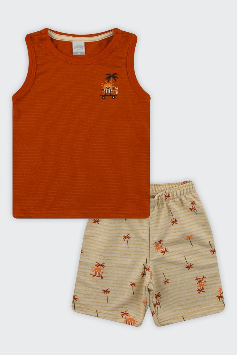 Conjunto Regata Infantil Menino Skate Alakazoo Laranja ou Azul