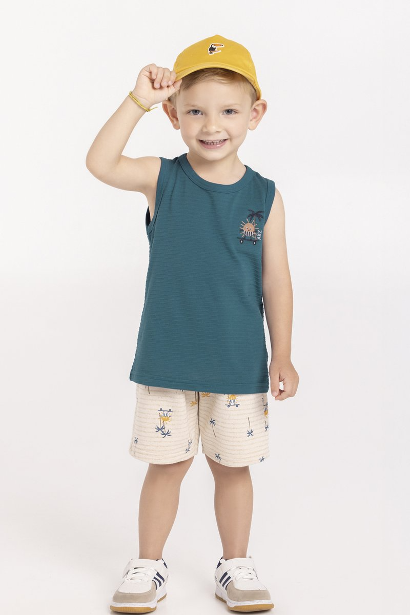 Conjunto Regata Infantil Menino Skate Alakazoo Laranja ou Azul