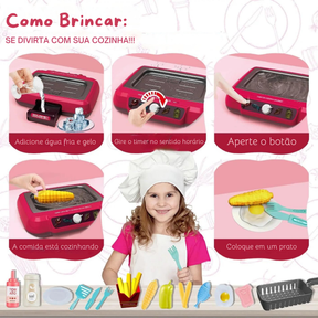 Cozinha Infantil Interativa com Fritadeira que Muda de Cor – Brinquedo Educativo